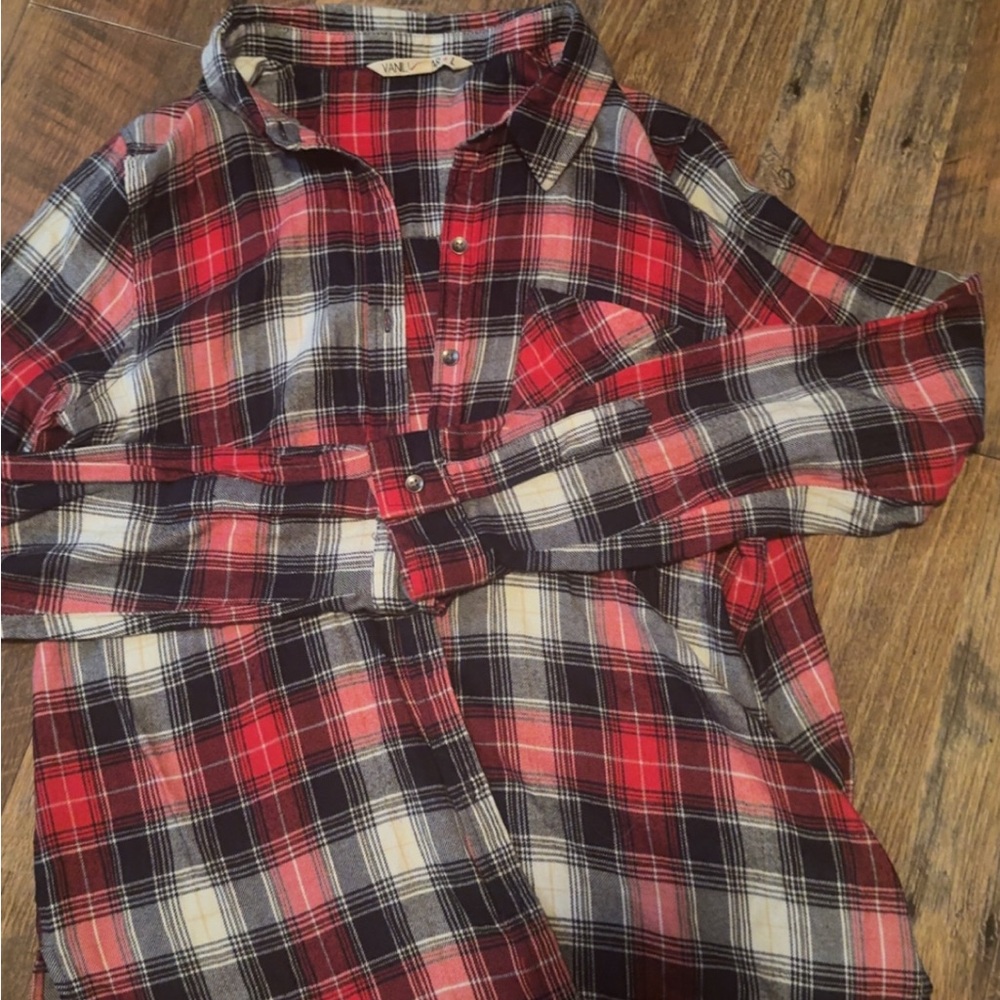 Vanilla Star Red and Black Plaid Button Down Shirt